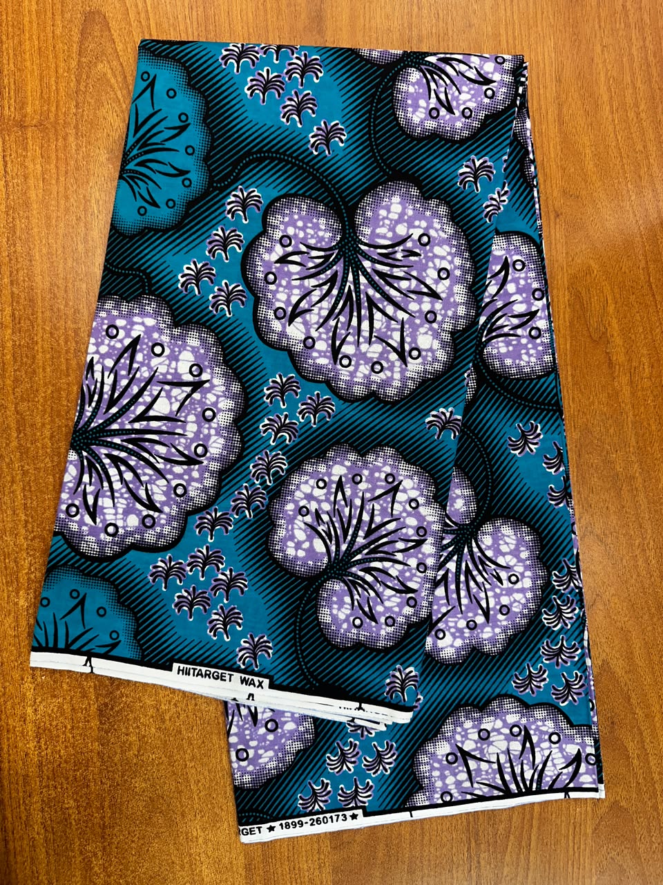 Teal & Purple Lotus Waterlily Wax Print